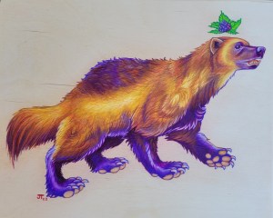 Colored pencil illustration of a wolverine